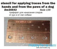 Photo-etched set 1/35 Stencil for applying traces of hands and dog's paws