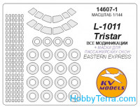 Mask 1/144 for L-1011 Tristar (with side windows on fuselage) and wheels masks, for Eastern Express kit