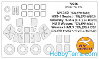Mask 1/72 for UH-34 / S-58 / Wessex and wheels masks, for Italeri/Revell kit