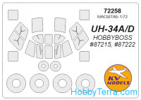 Mask 1/72 for UH-34A/D "Choctaw" + wheels, for Hobby Boss kit