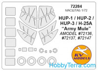 Mask 1/72 for HUP-1 / HUP-2 / HUP-3 / H-25 + wheels, for Amodel kit
