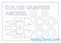 Mask 1/72 for DH.100 Vampire and wheels masks, for Amodel kit