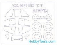 Mask 1/72 for De Havilland Vampire T.11 and wheels masks, for Airfix kit