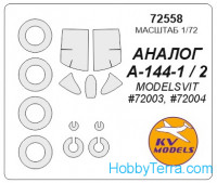 Mask 1/72 for A-144-1 and wheels masks, for Modelsvit kit