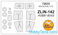 Mask 1/72 for Zlin-142 and wheels masks, for Hobby Boss kit
