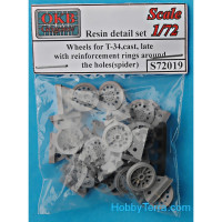 Wheels set 1/72 for T-34,cast, late with reinforcement rings around the holes (spider)