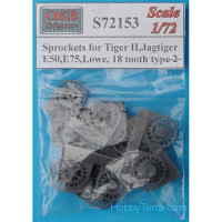 Sprockets 1/72 for Tiger II, Jagtiger, E50, E75, Lowe, 18 cogs, type 2 (8 per set)