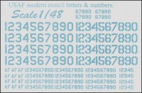 Print Scale  48-004 USAF modern stencil letters & numbers, grey color