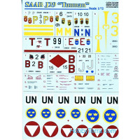 Decal 1/72 for jet fighter J29 Tunnan