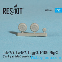 Wheels set 1/72 for Yak-7/9, La-5/7, Lagg-3, I-185, Mig-3 (for dry airfields)