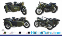 AIM Fan Model  35003 MV-750 Soviet military motorcycle with sidecar