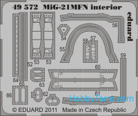 Photo-etched set 1/48 MiG-21MFN interior (self adhesive), for Eduard kit