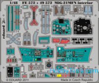 Eduard  49572 Photo-etched set 1/48 MiG-21MFN interior (self adhesive), for Eduard kit