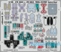 Photo-etched set 1/48 MiG-23MF interior (self adhesive), for Trumpeter kit