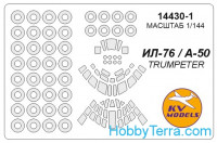 Mask 1/144 for Ilyushin IL-76 / A-50 and wheels masks, for Trumpeter kit