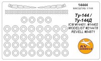 Mask 1/144 for Tupolev Tu-144/Tu-144D + wheels masks (ICM/Modelist/Revell)