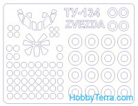 Mask for Tupolev Tu-134 and wheels masks, for Zvezda kit