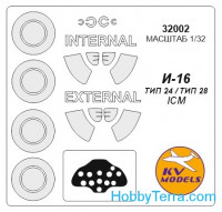 Mask 1/24 for I-16 type 24/type 28 + wheels, for ICM kit