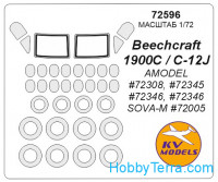 Mask 1/72 for Beechcraft 1900C and wheels masks, for Amodel kit