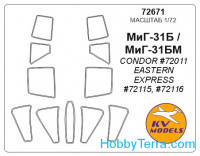 Mask 1/72 for MiG-31 and wheels masks, for Condor kit