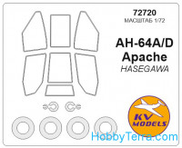Mask 1/72 for АН-64/АН-64A Apache and wheels masks, for Hasegawa kit