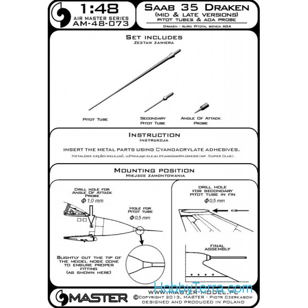 Master Model AM-48-073 1/48 SAAB 35 Draken mid and late versions 