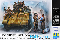 101th light company. US paratroopers and British tankman, France, 1944