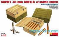 Soviet 45-mm shells with ammo boxes