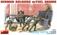 German soldiers with fuel drums