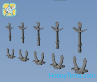 Northstar Models  350157 Classic stock Hall anchor (5 sizes x 10 pcs, total 50pcs), resin parts