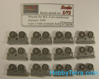 Wheels set 1/72 for KV, cast reinforced, January 1942, with sextuple hub, type 2