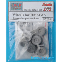 Wheels set 1/72 for HMMWV, Aggressive pattern, hard