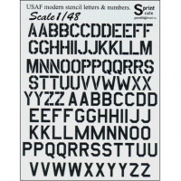 USAF modern stencil letters & numbers, black color