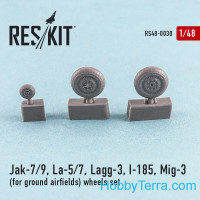 Wheels set 1/48 for Yak-7/9, La-5/7, Lagg-3, I-185, Mig-3 (for ground airfields)