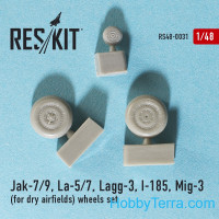 RESKIT  48-0031 Wheels set 1/48 for Yak-7/9, La-5/7, Lagg-3, I-185, Mig-3 (for dry airfields)