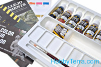 Vallejo  73099 Train Color. Steam Engine Weathering Set (9 colours, 1 brushes & palette)