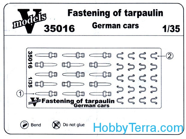 Vmodels 35016 Photo-etched Fastening of tarpaulin German vehicles 1/35 scale 