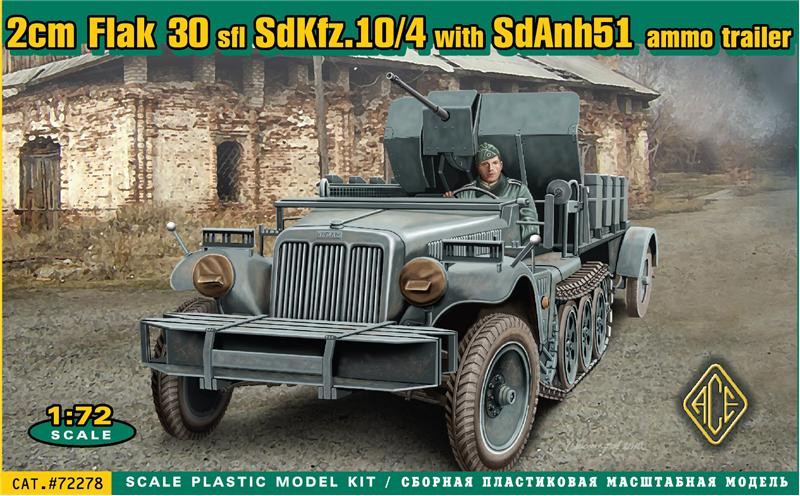 Ace  72278 2cm Flak 30 sfl SdKfz.10/4 with SdAnh51 ammo trailer