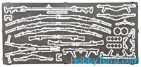 Photoetched set Soviet WWII hand weapons (Nagant, Mosin Kar. Mod. 38, TT, PPS-43, PPsh, PTRD, SVT)