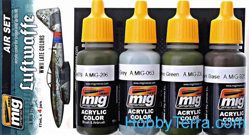 Luftwaffe WWII Late Colors Acrylic Paint Set # MIG-7209 Ammo by Mig 