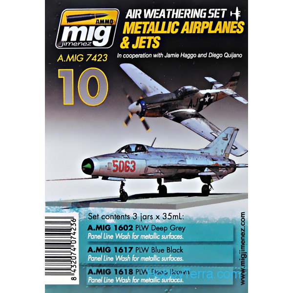 Ammo by Mig Metallic Airplanes & Jets Weathering Set # MIG-7423 