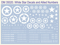 Decal 1/35 WWII U.S. Army White Stars and Allied Numbers