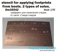 Photo-etched set 1/35 Stencil for applying footprints of boots. 2 types of soles