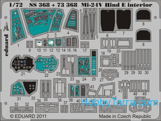Eduard  SS368 Photo-etched set 1/72 -24V Hind E interior Color, for Zvezda kit