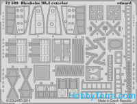 Photo-etched set 1/72 Blenheim Mk.I exterior, for Airfix kit
