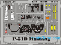 Photo-etched set 1/48 Set P-51D Mustang Color, for Tamiya kit