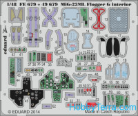 Photo-etched set 1/48 MiG-23ML Flogger G interior, for Trumpeter kit