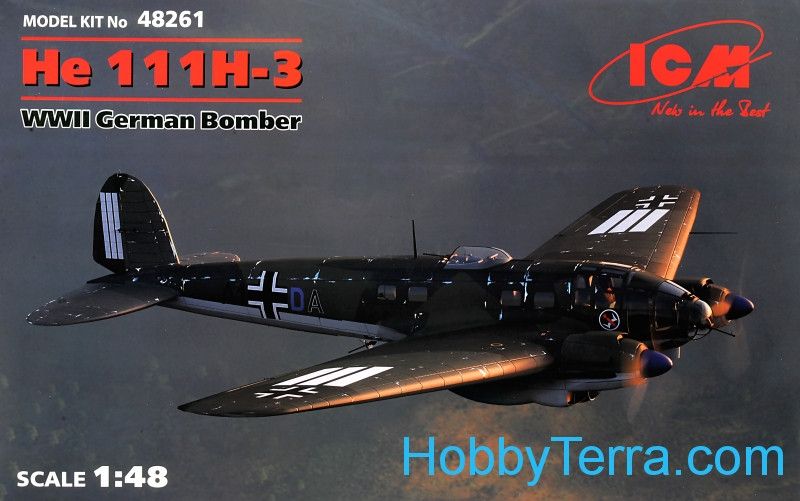 ICM 48261 He 111H-3, WWII German bomber