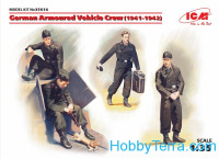 German Armoured Vehicle Crew 1941-1942, (4 figures and cat)