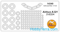 Mask 1/144 for Аirbus A 321 + wheels masks, for Zvezda kit